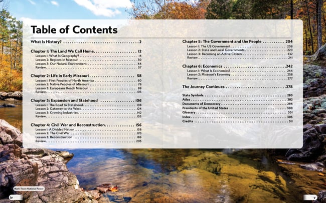 Missouri: Our Home Table of Contents